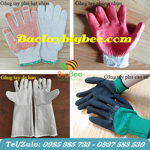 Các loại găng tay bảo hộ lao động thông thường.