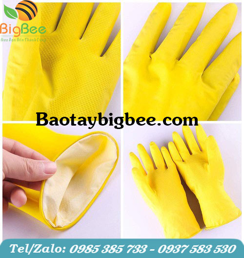 Găng tay cao su loại ngắn màu vàng