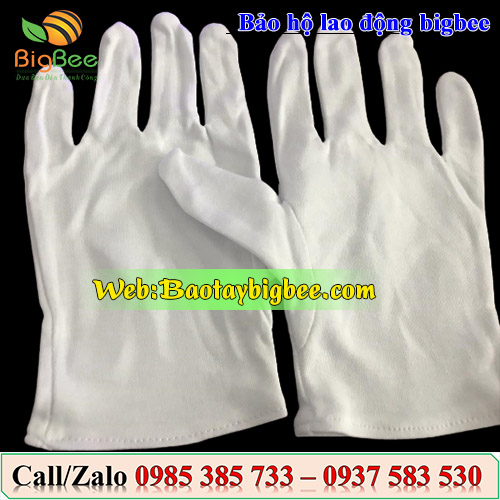 Găng tay vải thun trắng