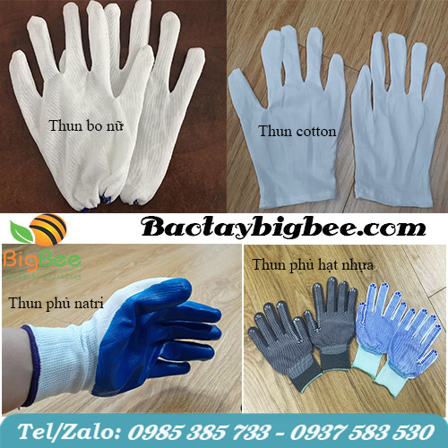 Các loại găng tay vải thun tại công ty Thu Hồng.