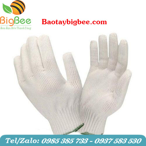 Găng tay vải thun cotton trắng